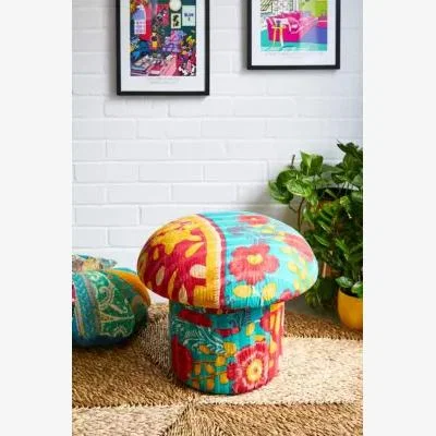 Urban Outfitters Kantha Mushroom Stool - Assorted ALL at Urban Outfitters