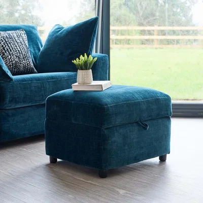Woods Furniture Milo Storage Stool - Milo Storage Footstool Opulence Velvet Fabric