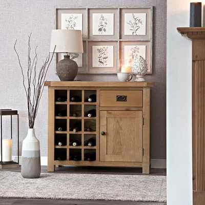 Chiltern Oak Furniture Winchester Oak Small Sideboard With Wine Rack