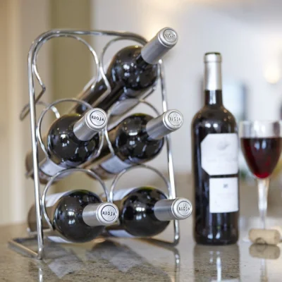 Dunelm Hahn Pisa Chrome 6 Bottle Wine Rack Chrome