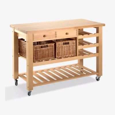 John Lewis Eddingtons Lambourn Butcher's Trolley Wine Rack, Medium, Beech Wood
