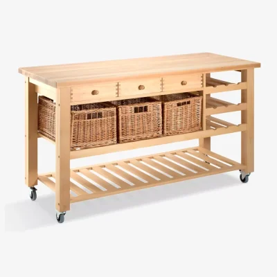 John Lewis Eddingtons Lambourn Butcher's Trolley Wine Rack, Large, Beech Wood