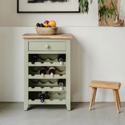 The Range Florence Wine Rack with Drawer - Sage Green