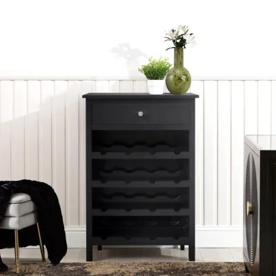 The Range Vanity Living Wine Rack Storage Cabinet - Black