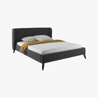 Amara Orla Kiely - Dottie Bed - Foyle Dark Grey/Linear Stem Charcoal - King