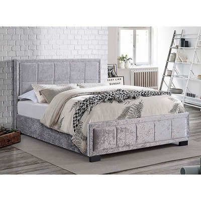 Dunelm Hannover Black Crushed Velvet Bed Frame Grey