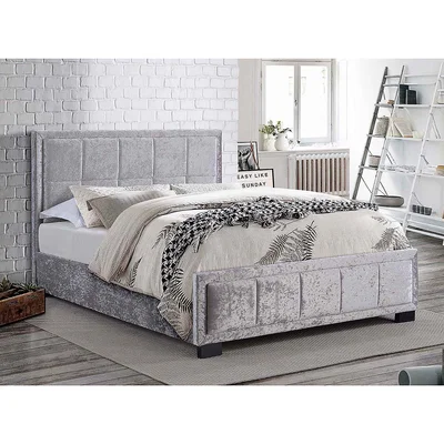 Dunelm Hannover Black Crushed Velvet Bed Frame Grey