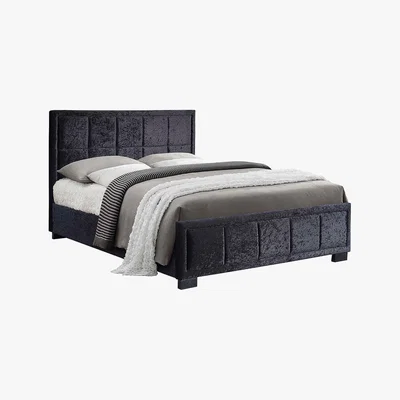 Dunelm Hannover Black Crushed Velvet Bed Frame Black