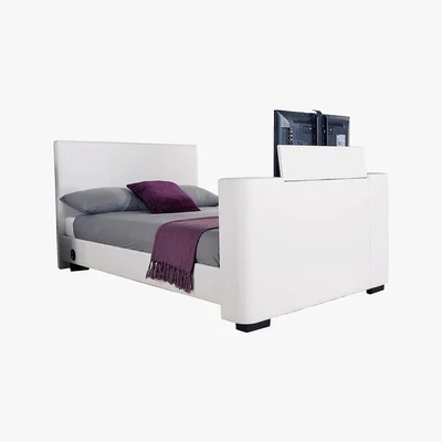 Dunelm Newark White Faux Leather TV Bed White