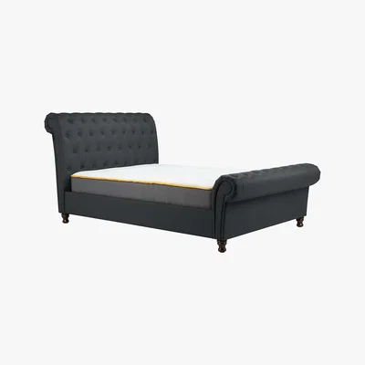 Dunelm Castello Charcoal Sleigh Fabric Bed Frame Black