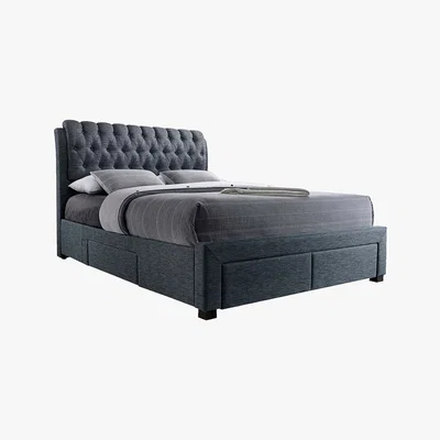 Dunelm Artisan Button Back Fabric Bed Grey
