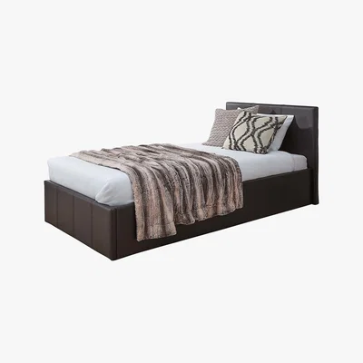 Dunelm Toronto Single Faux Leather Ottoman Bedstead Brown