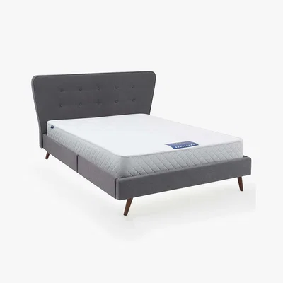 Dunelm Mid Century Upholstered Bed - Light Grey Light Grey