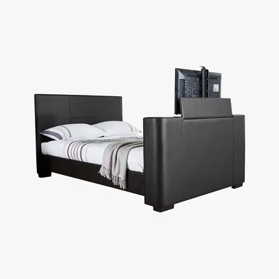 Dunelm Newark Black Faux Leather TV Bed Black