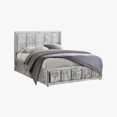 Dunelm Hannover Steel Crushed Velvet Ottoman Bed Steel
