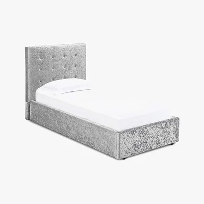 Dunelm Rimini Crushed Velvet Ottoman Bed Silver