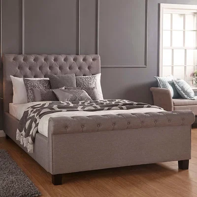 Dunelm Layla Fabric Ottoman Bed Frame Silver