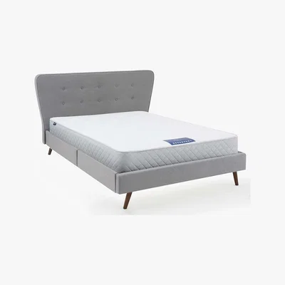 Dunelm Mid Century Upholstered Bed - Light Grey Light Grey