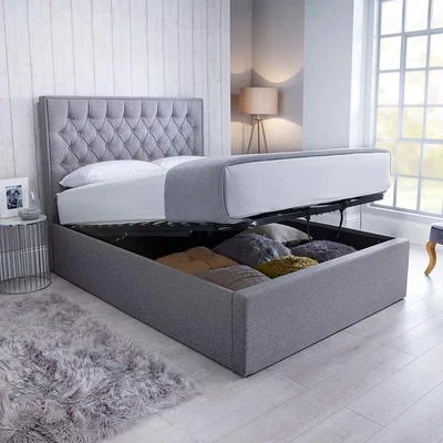 Dunelm Wilson Fabric Ottoman Bed - Grey Grey