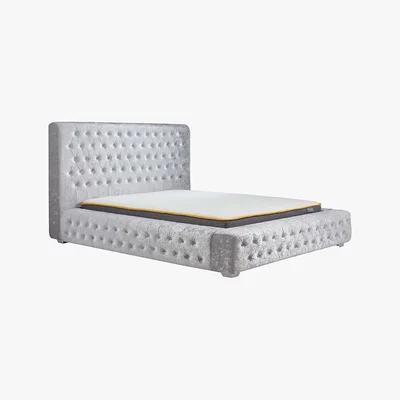Dunelm Grande Crushed Velvet Bed Grey