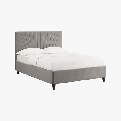 Dunelm Lexie Velvet Bed Frame - Silver Silver