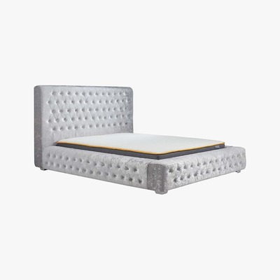 Dunelm Grande Crushed Velvet Bed Grey