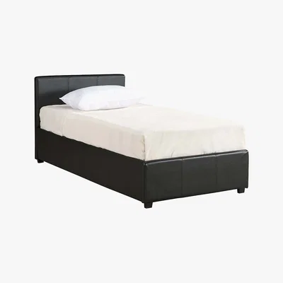 Dunelm Toronto Black Single Faux Leather Ottoman Bed Black