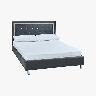 Dunelm Crystalle Grey Faux Leather Bed Grey