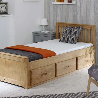 Dunelm Mission Waxed Pine Storage Bed Brown