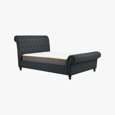 Dunelm Castello Charcoal Sleigh Fabric Bed Frame Black