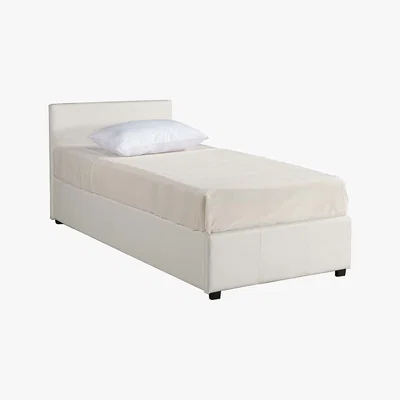 Dunelm Toronto White Single Faux Leather Ottoman Bed White