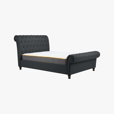 Dunelm Castello Charcoal Sleigh Fabric Bed Frame Charcoal