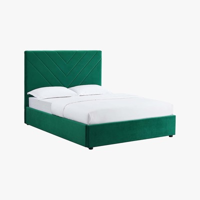 Dunelm Islington Velvet Bed Frame - Green Green
