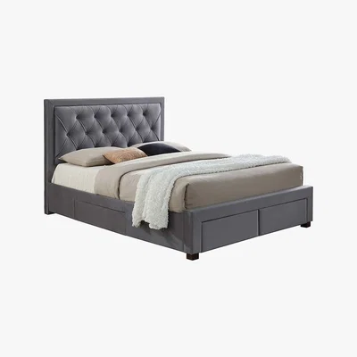 Dunelm Woodbury Grey Fabric Bed Frame Grey
