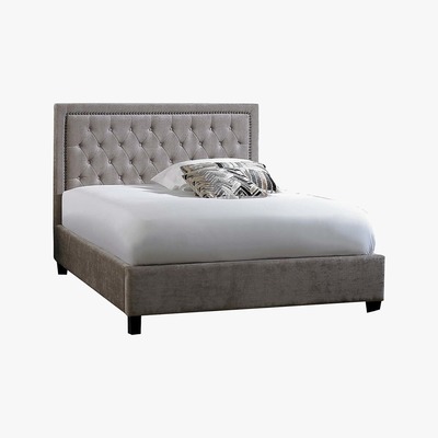 Dunelm Rhea Mink Velvet Bedstead Black