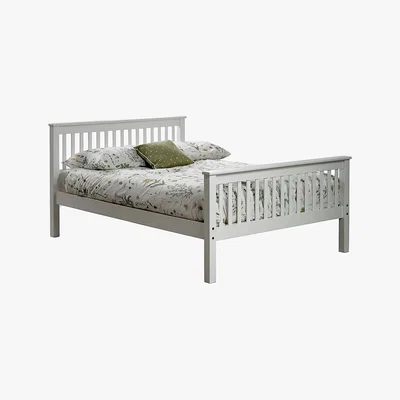 Dunelm Grace Wooden High Foot Bed Frame White