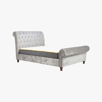 Dunelm Castello Steel Sleigh Fabric Bed Frame Grey