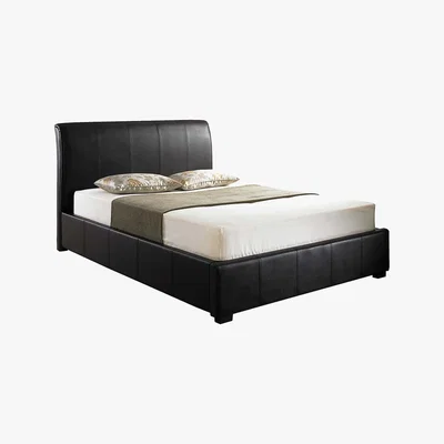 Dunelm Rimini Black Faux Leather Ottoman Bed Frame Black