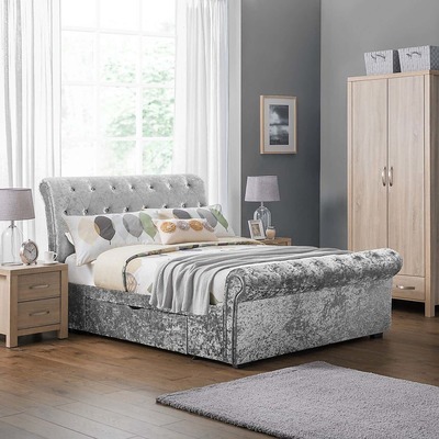 Dunelm Verona Velvet Bed Frame Silver