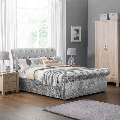 Dunelm Verona Velvet Bed Frame Silver