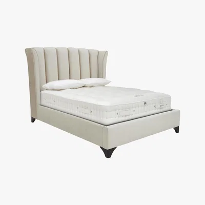 Furniture Village Ariel Velvet Bed Frame - Double - Beige - By Furniture Village