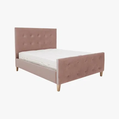 Furniture Village Maisie High Foot End Bed Frame - Double - Pink - By Furniture Village