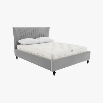 Furniture Village Narla Velvet Bed Frame - Small Double - Grey - By Furniture Village