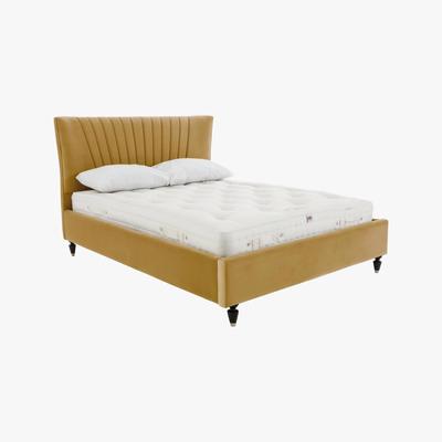 Furniture Village Narla Velvet Bed Frame - Super King - Yellow - By Furniture Village