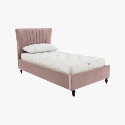 Furniture Village Narla Velvet Bed Frame - Single - Pink - By Furniture Village