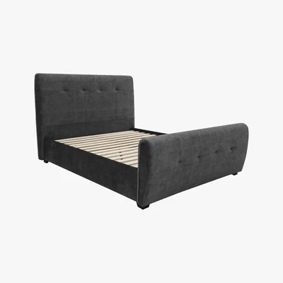 Furniture Village Tampa Brushed Velvet Bed Frame - Super King - Grey - By Furniture Village