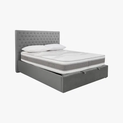 Furniture Village Garcia Ottoman Bed Frame - Double - Grey - By Furniture Village