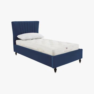 Furniture Village Narla Velvet Bed Frame - Single - Blue - By Furniture Village