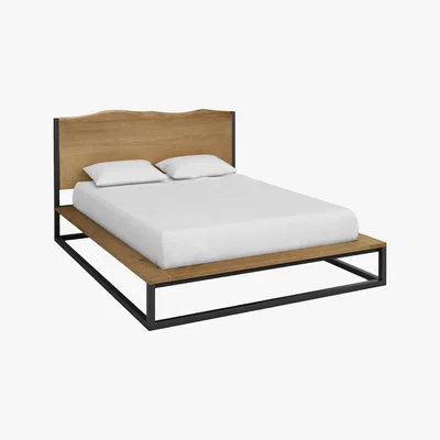 Furniture Village Jagger Platform Bed Frame - King Size - Brown - By Furniture Village