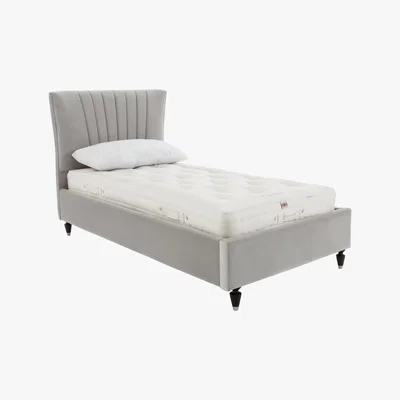 Furniture Village Narla Velvet Bed Frame - Single - Silver - By Furniture Village